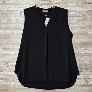 Timeson  Black Sleeveless Blouse Shirt Womens XXL Vneck Longer in Back NWT